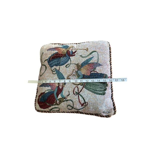 Vintage Decorative Tapestry Pillow Angels Playing Musical Instruments.17" X 17" - Picture 4 of 6